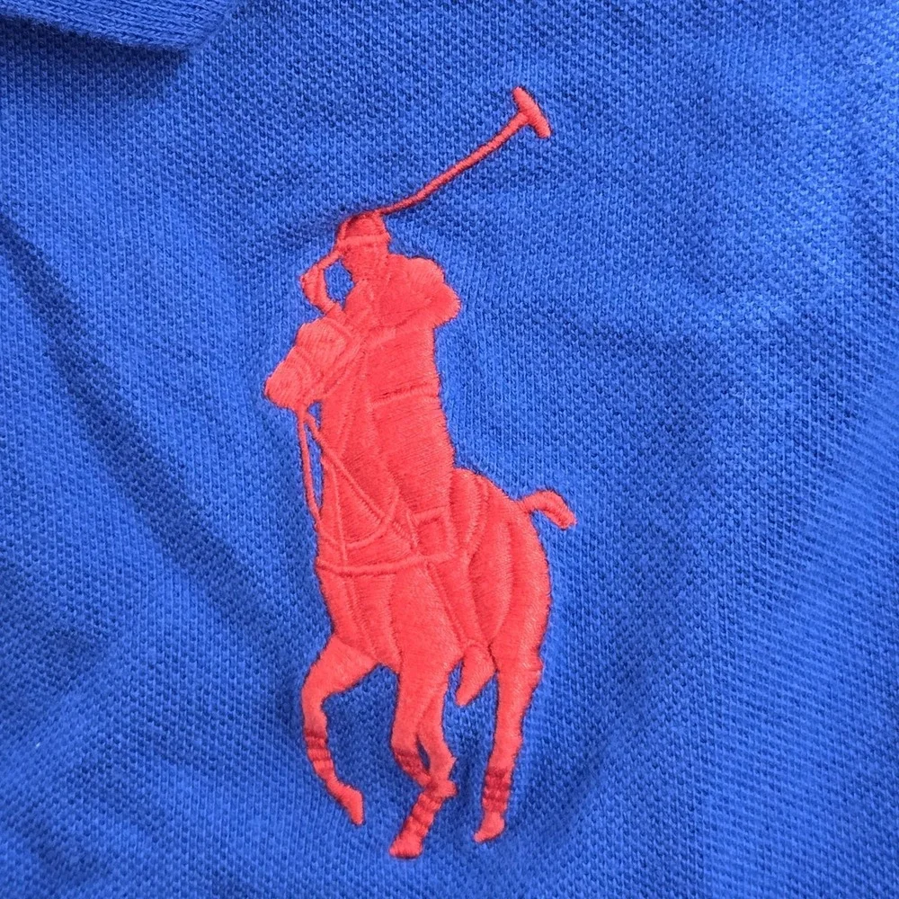 Polo Ralph Lauren Boys M Blue Big Pony Logo Embroidered Classic Fit‎ Collar